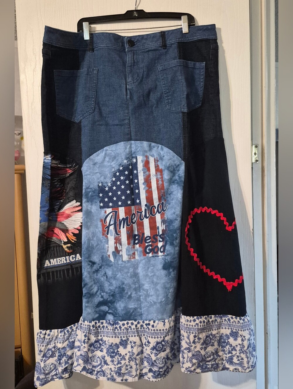 Denim Patchwork Skirt — Blue Americana